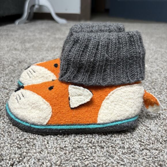 Garnet Hill Other - Garnett Hill Boiled Wool Slippers Booties Fox Design Little Kids Size 8